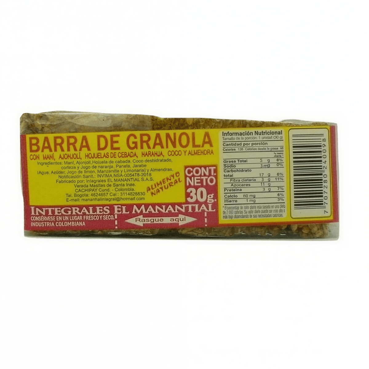 Barra De Granola Manantial